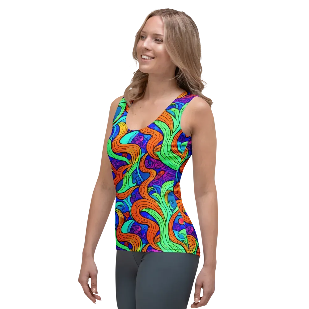 Limefire Waves on Women's Tank Top — Left Front