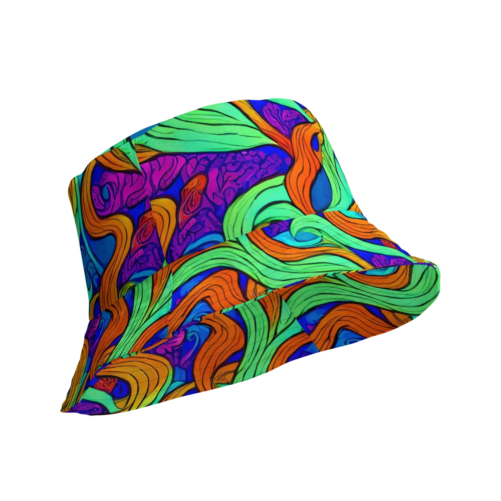 Limefire Waves on Reversible Bucket Hat — Product details Outside