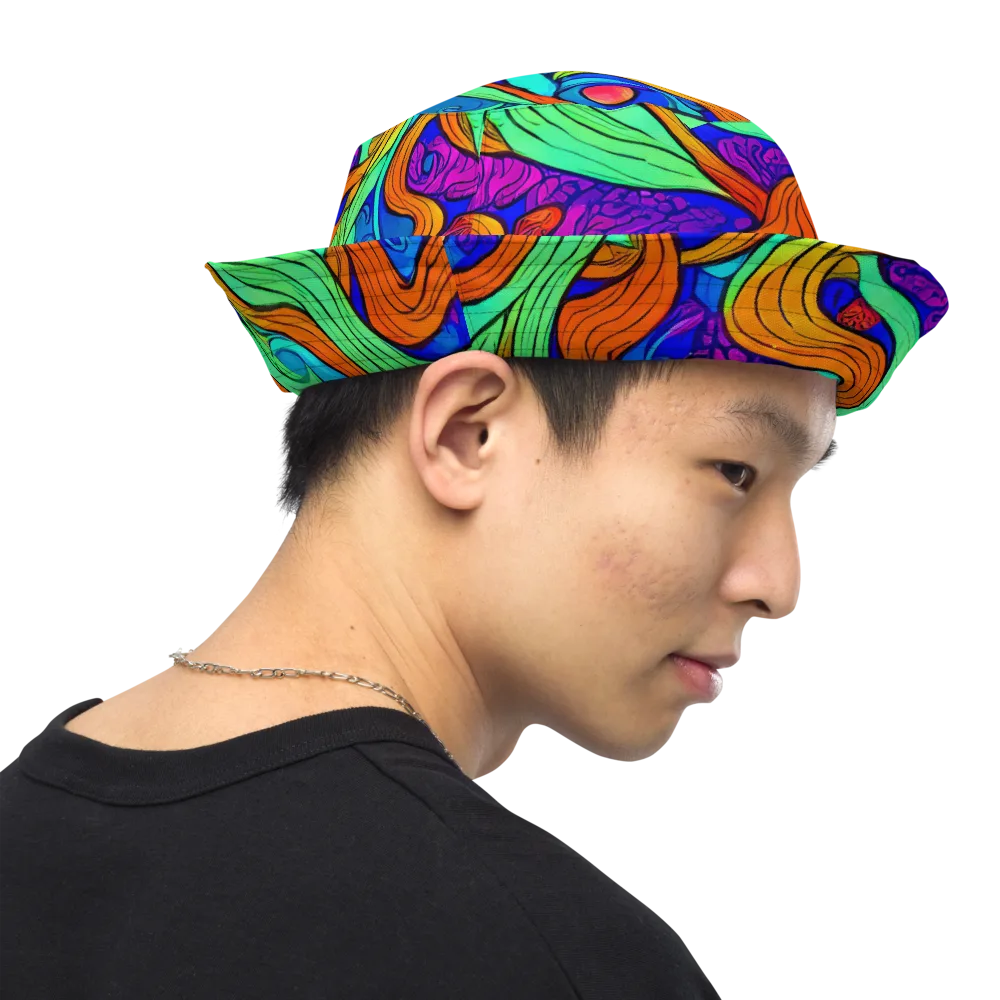 Limefire Waves on Reversible Bucket Hat — Right Outside