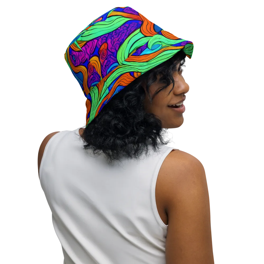Limefire Waves on Reversible Bucket Hat — Right Outside