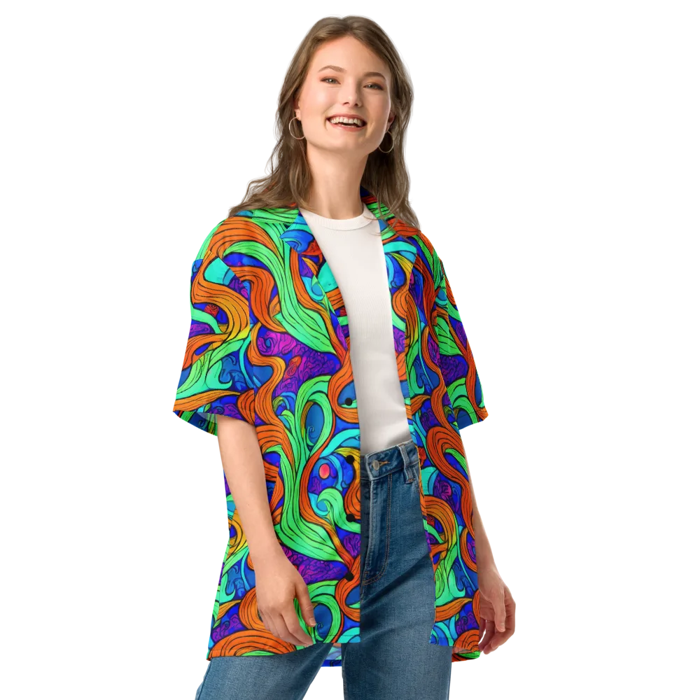 Limefire Waves on Button Shirt — Front