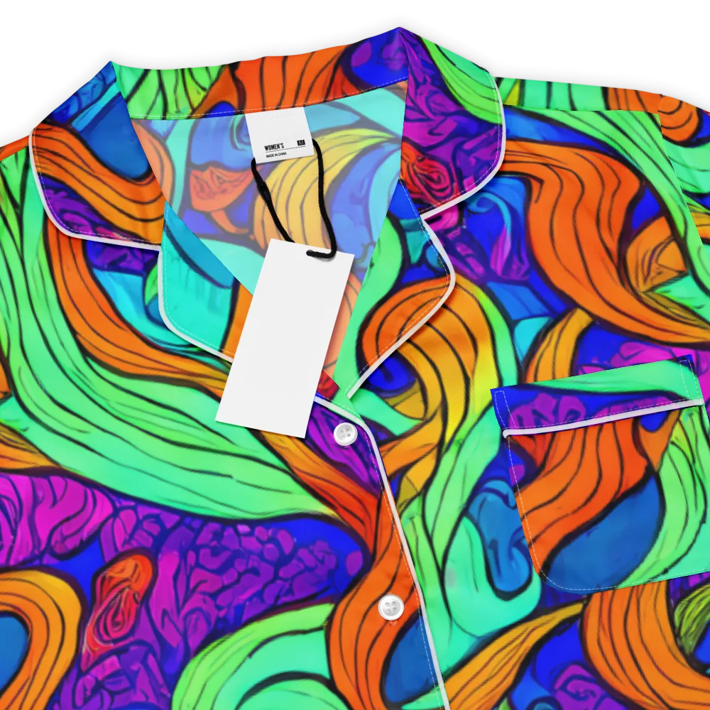 Limefire Waves on Women's Short Sleeve Pajama Top — Product details