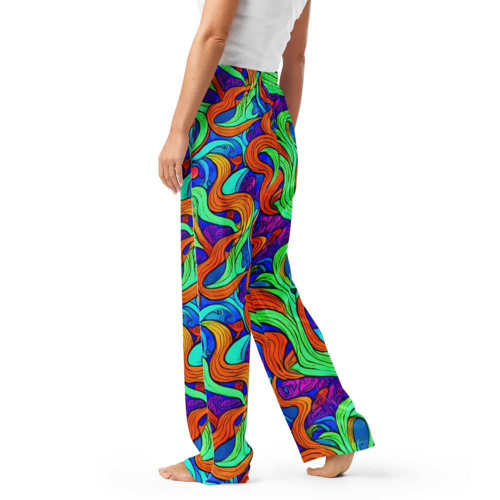 Limefire Waves on Women's Pajama Pants — Left