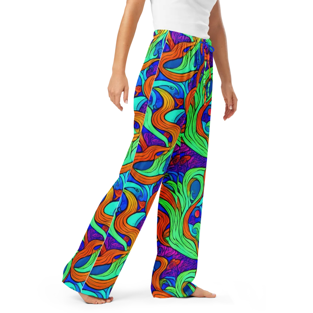 Limefire Waves on Women's Pajama Pants — Right Front