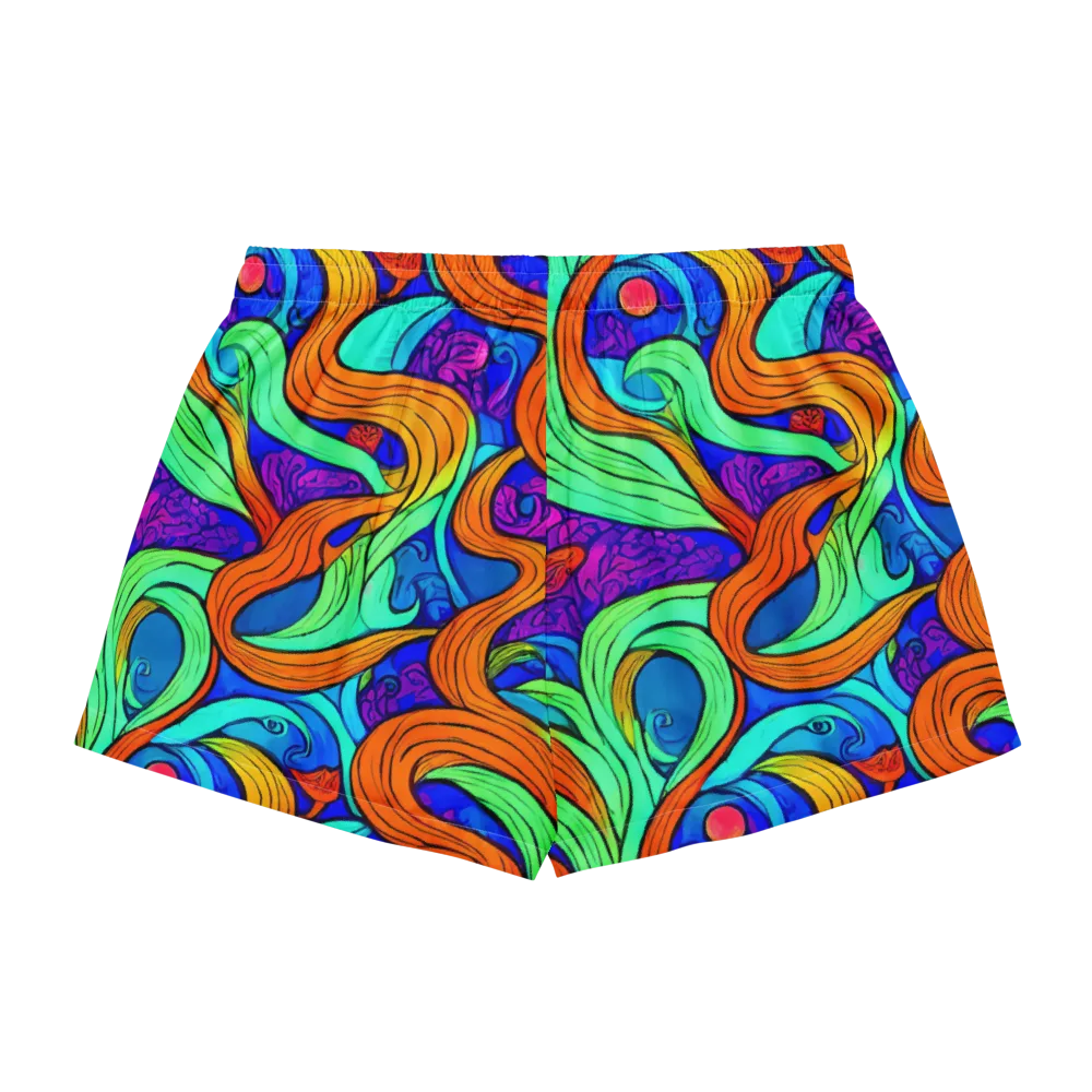 Limefire Waves on Women's Pajama Shorts — Back