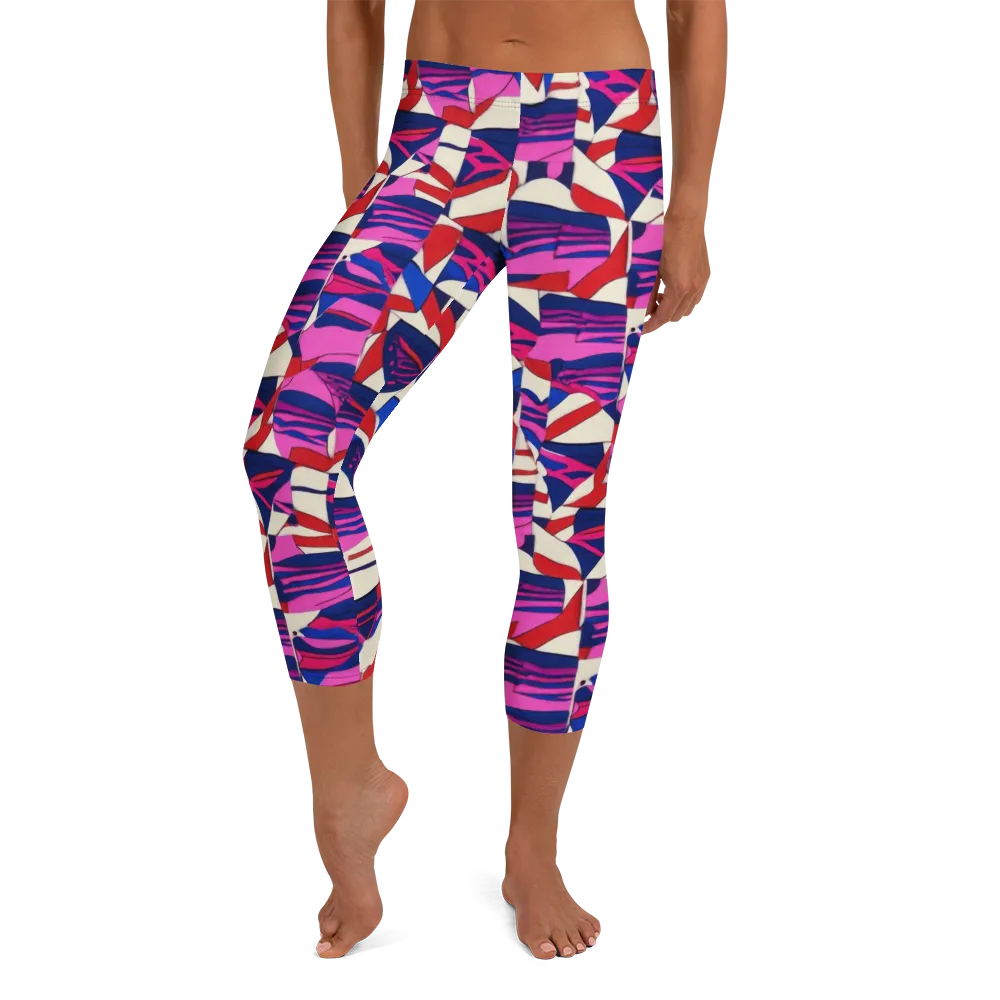 Neon Cabana on Capri Leggings — Front
