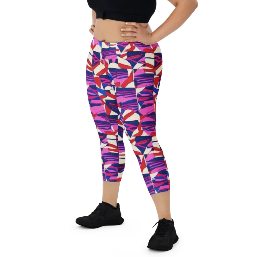 Neon Cabana on a Capri Leggings