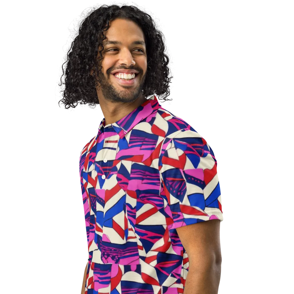 Neon Cabana on Men's Slim Fit Polo Shirt — Left Front