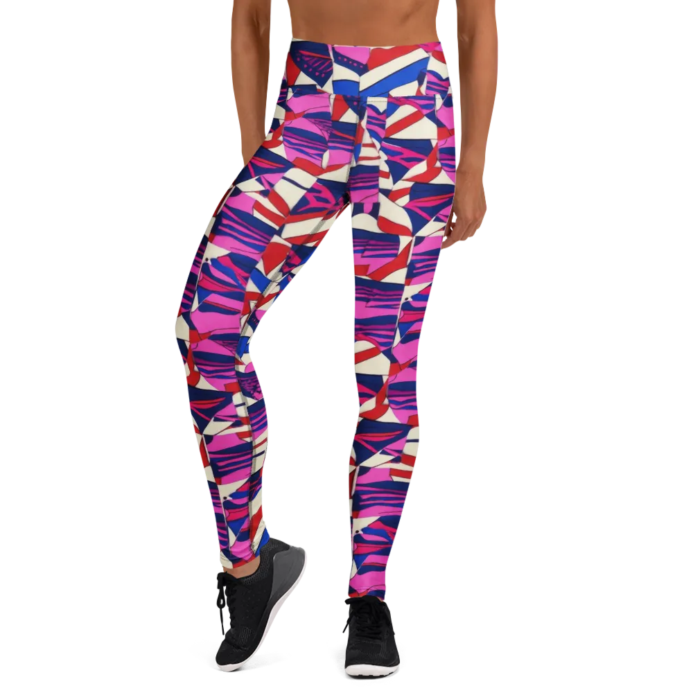 Neon Cabana on Yoga Leggings — Front