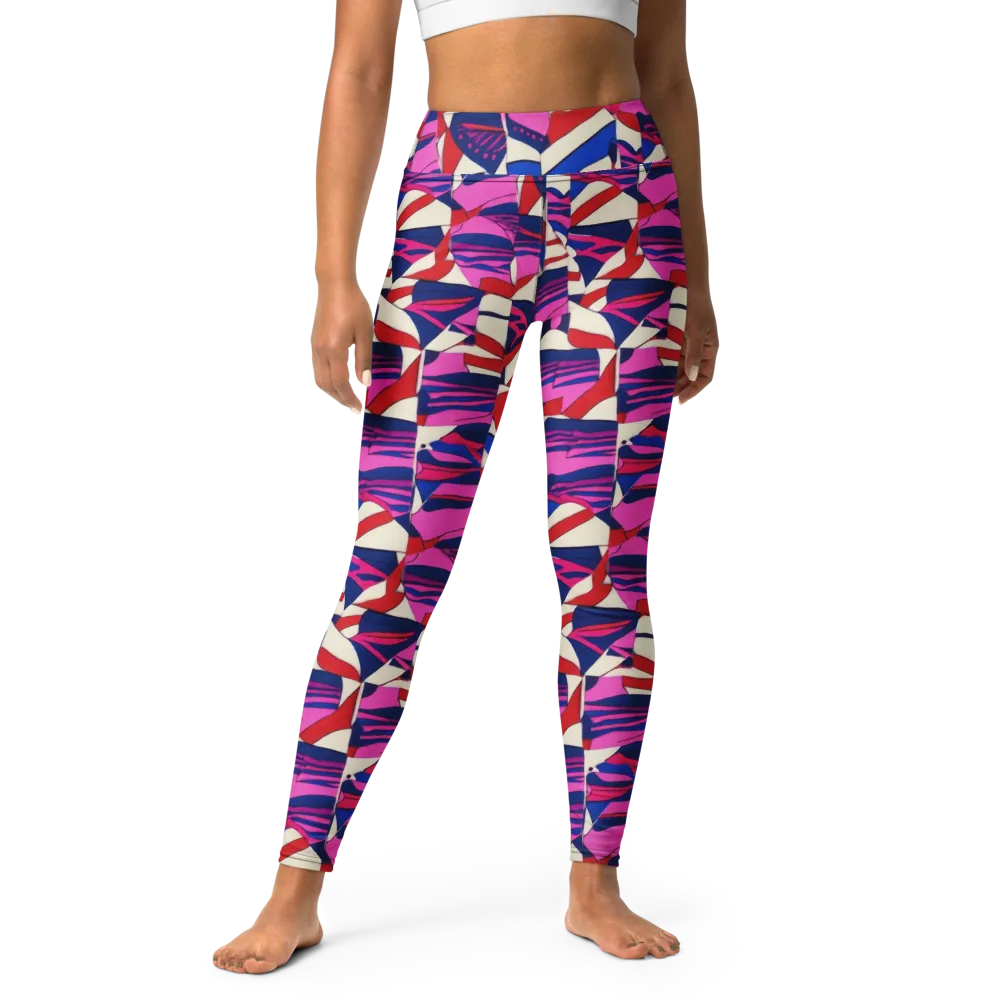 Neon Cabana on Yoga Leggings — Front