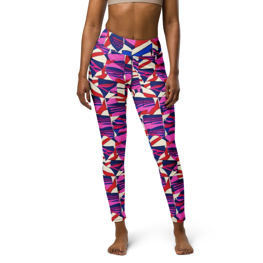 Neon Cabana on Yoga Leggings — Front