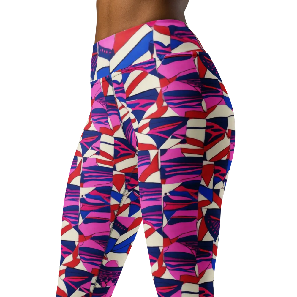 Neon Cabana on Yoga Leggings — Left Front