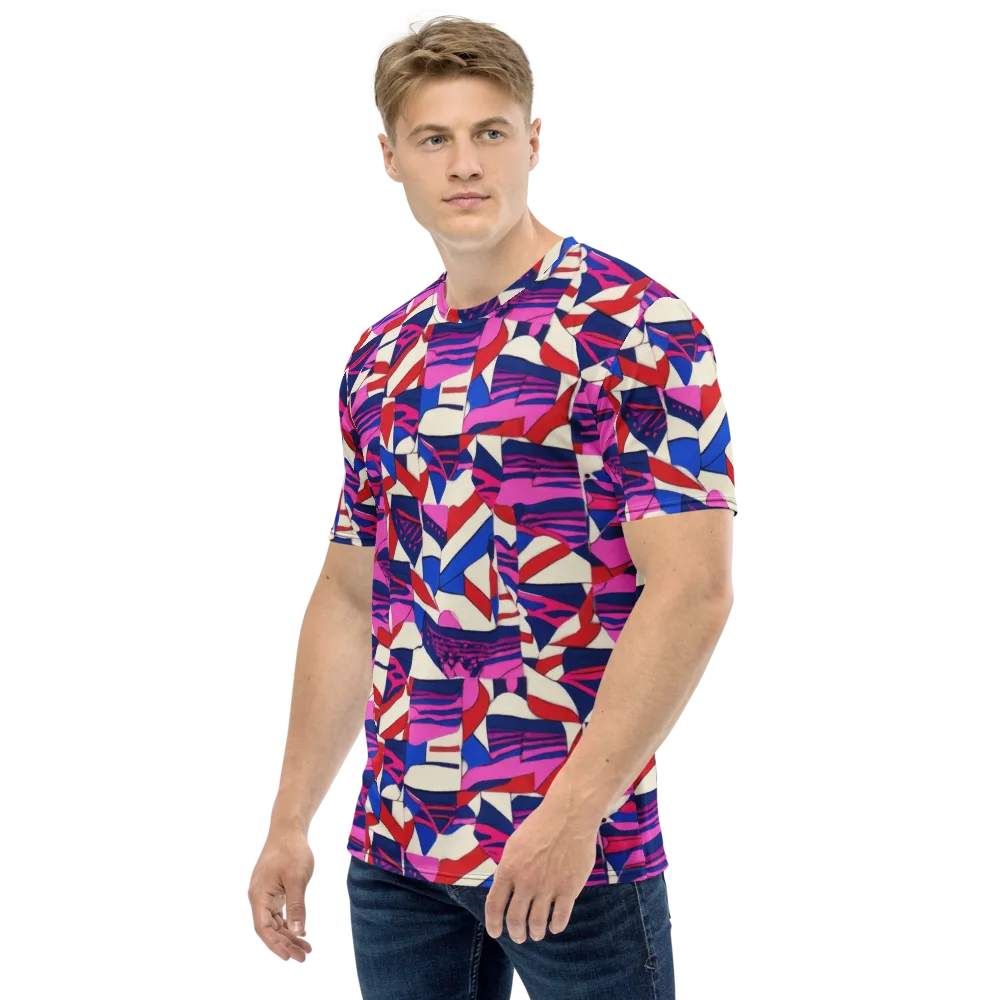 Neon Cabana on Men's Crew Neck T-Shirt — Left
