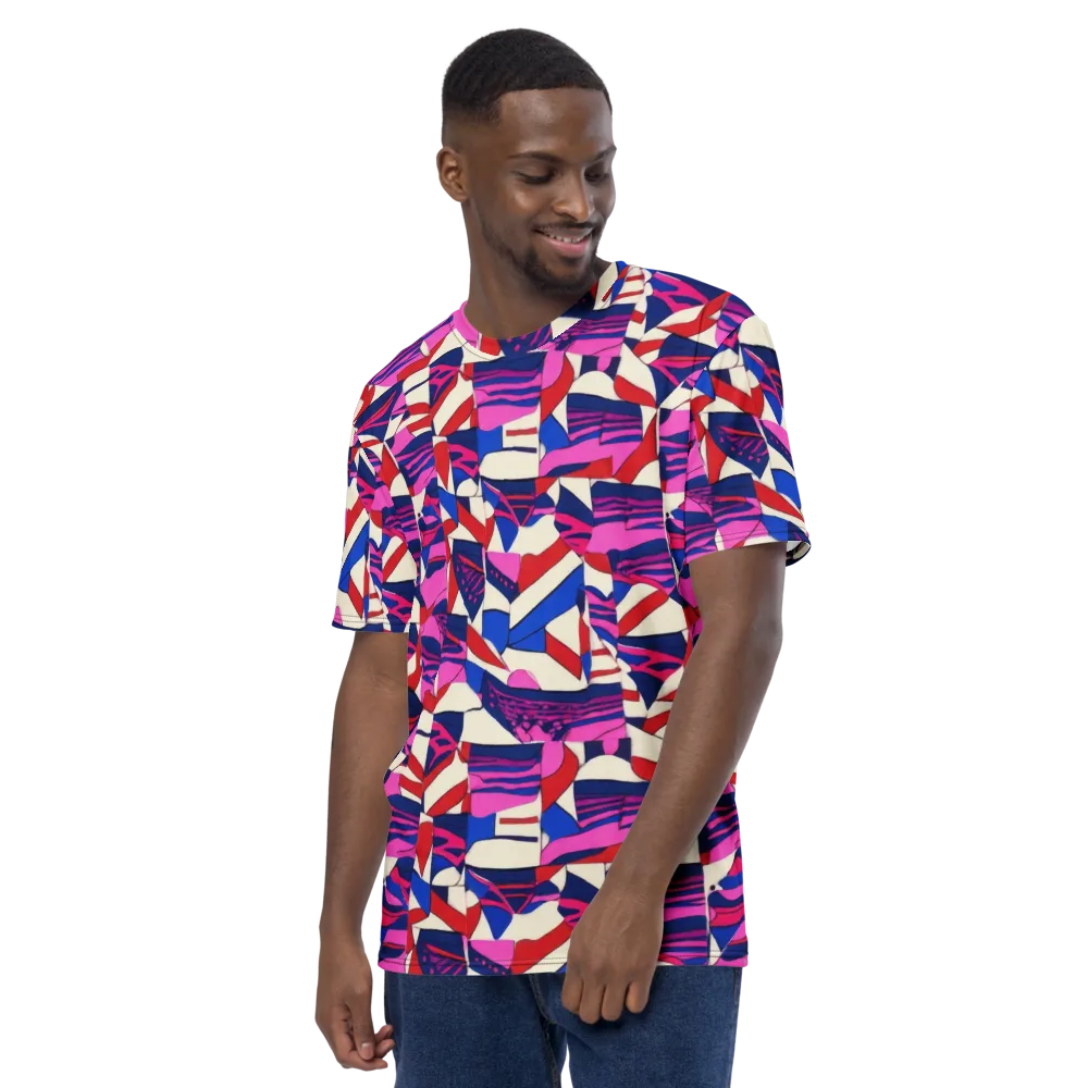 Neon Cabana on Men's Crew Neck T-Shirt — Left
