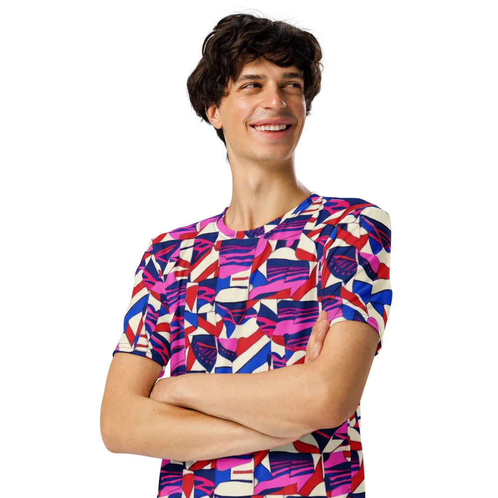 Neon Cabana on Men's Crew Neck T-Shirt — Left Front