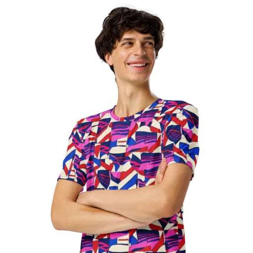 Neon Cabana on a Men's Crew Neck T-Shirt