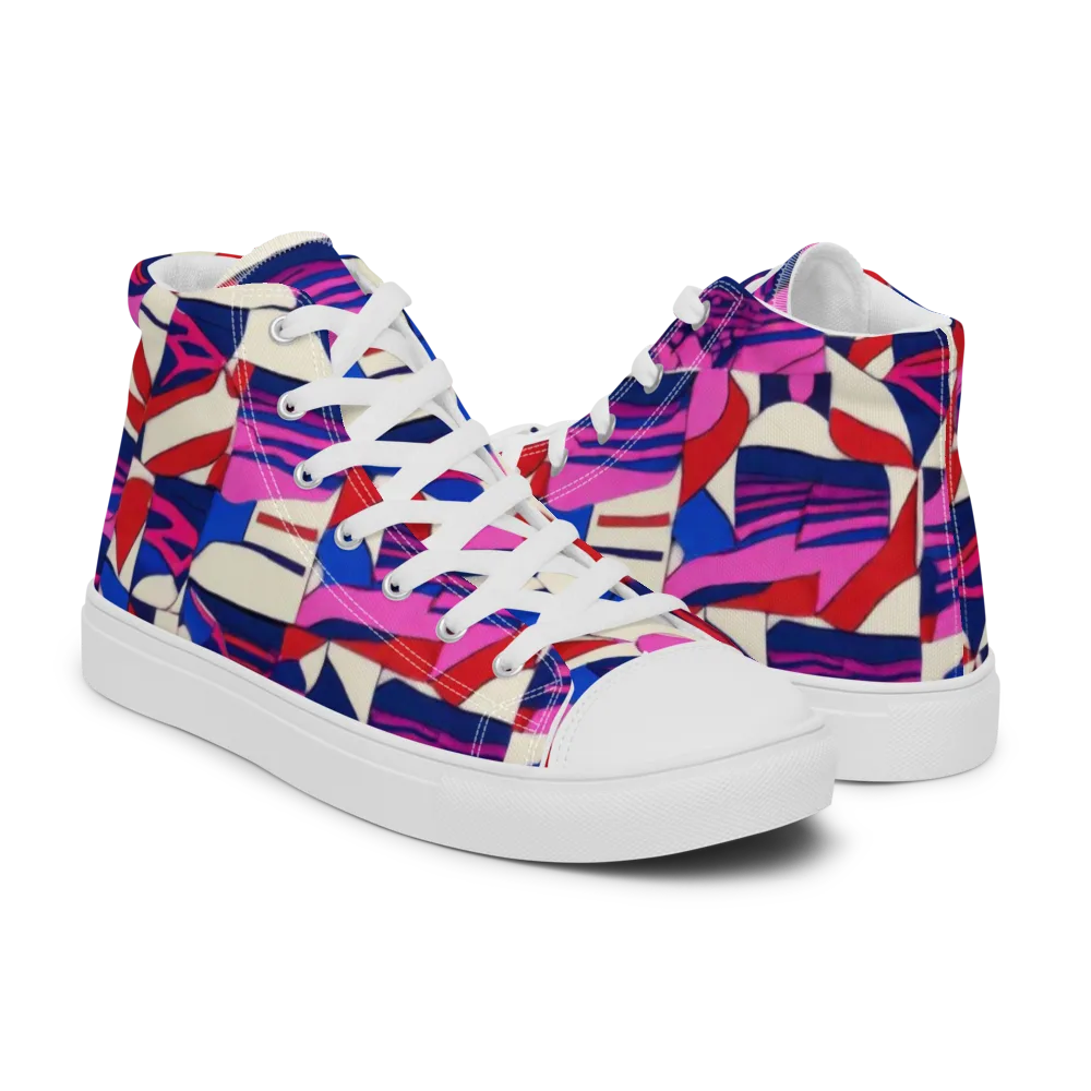 Neon Cabana on Men's High Top Canvas Shoes — Right