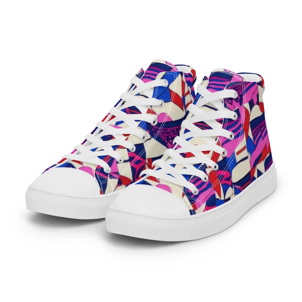 Neon Cabana on Women's High Top Canvas Shoes — Left Front
