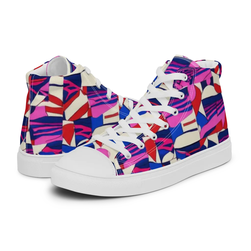Neon Cabana on Women's High Top Canvas Shoes — Left