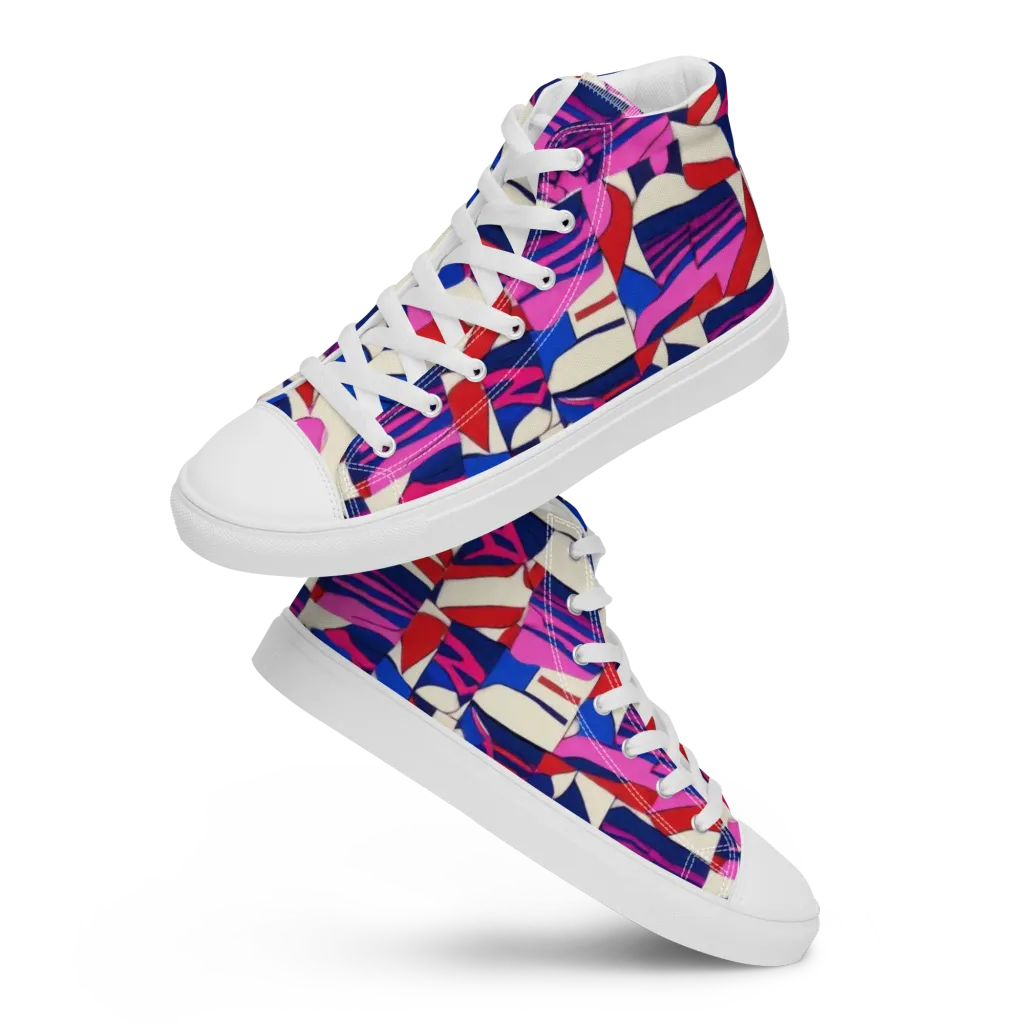 Neon Cabana on Women's High Top Canvas Shoes — Front