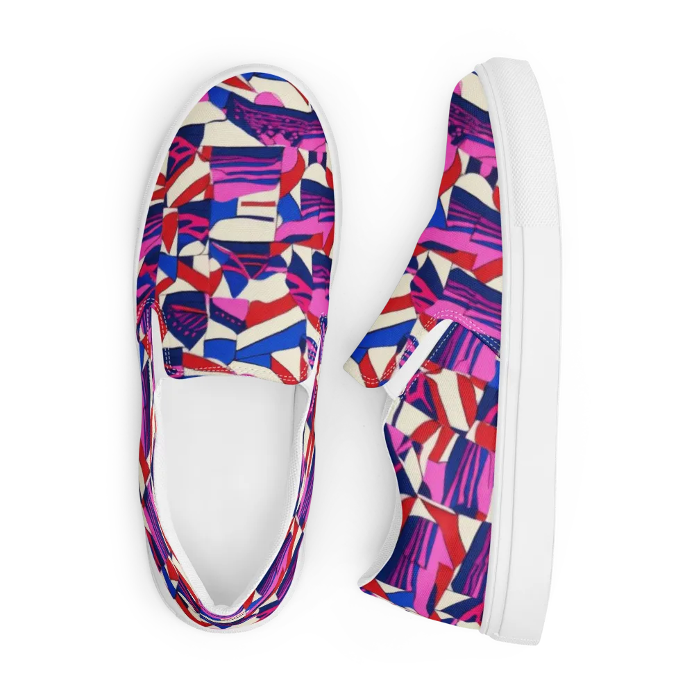 Neon Cabana on Men's Slip-On Canvas Shoes — Front