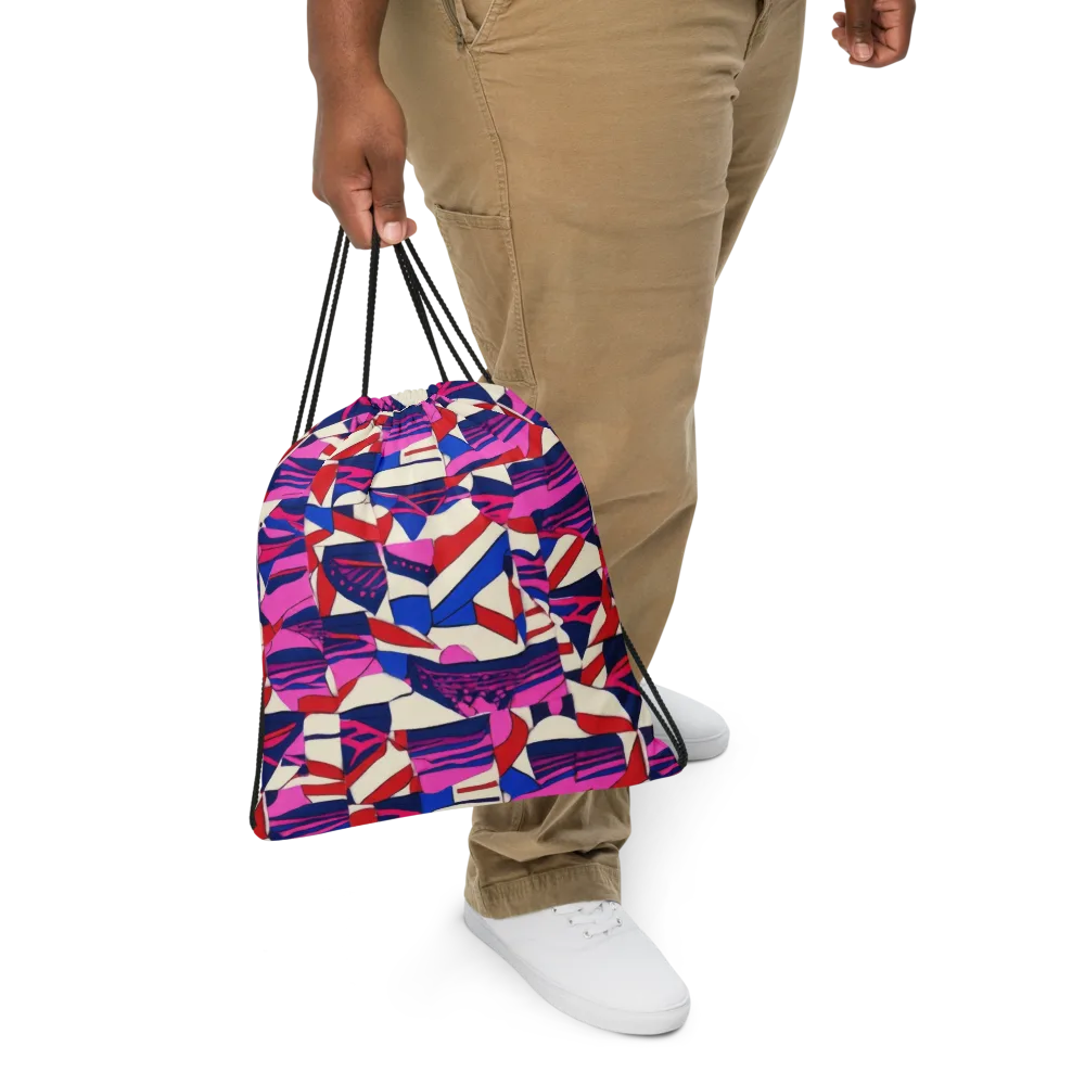 Neon Cabana on Drawstring Bag — Front