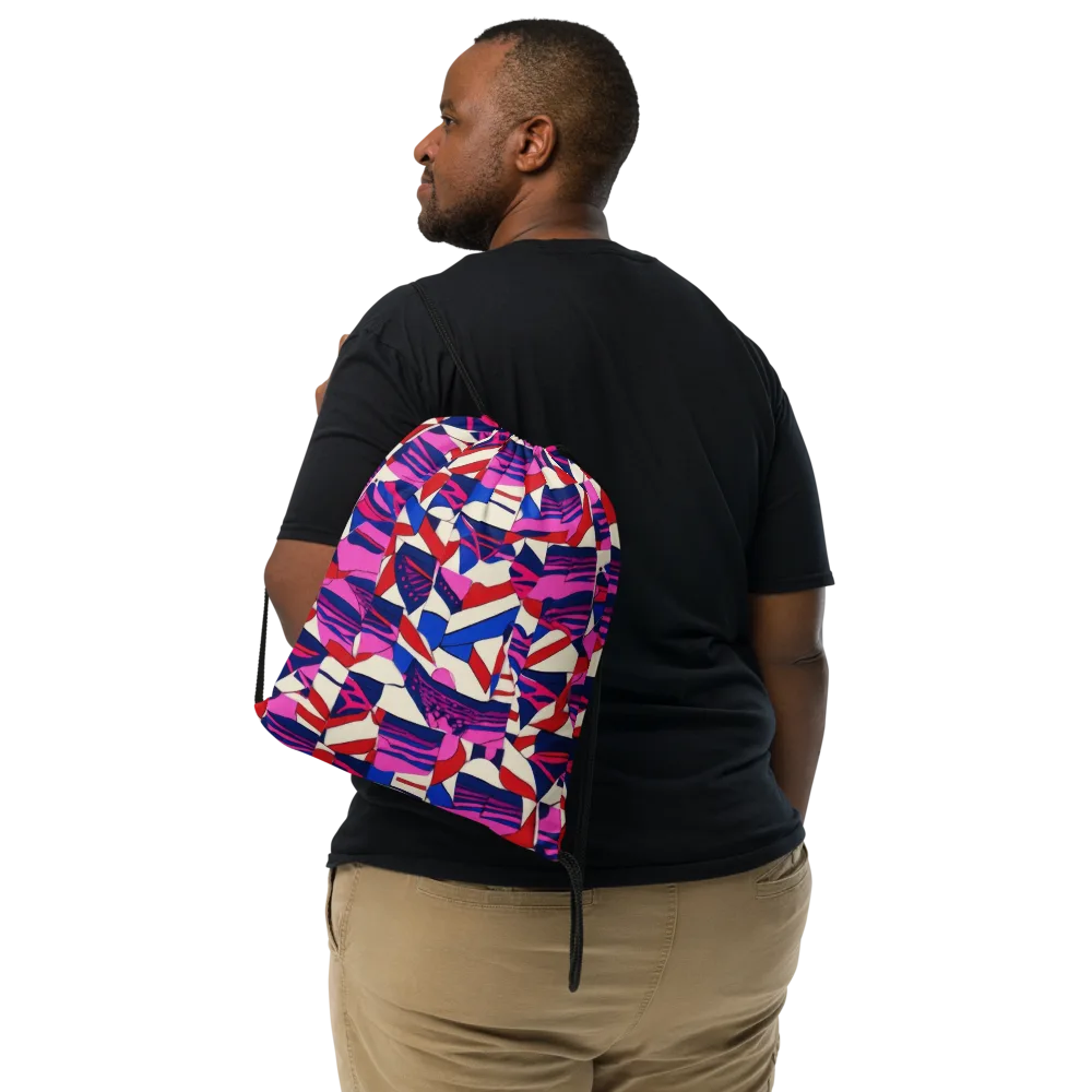 Neon Cabana on Drawstring Bag — Front