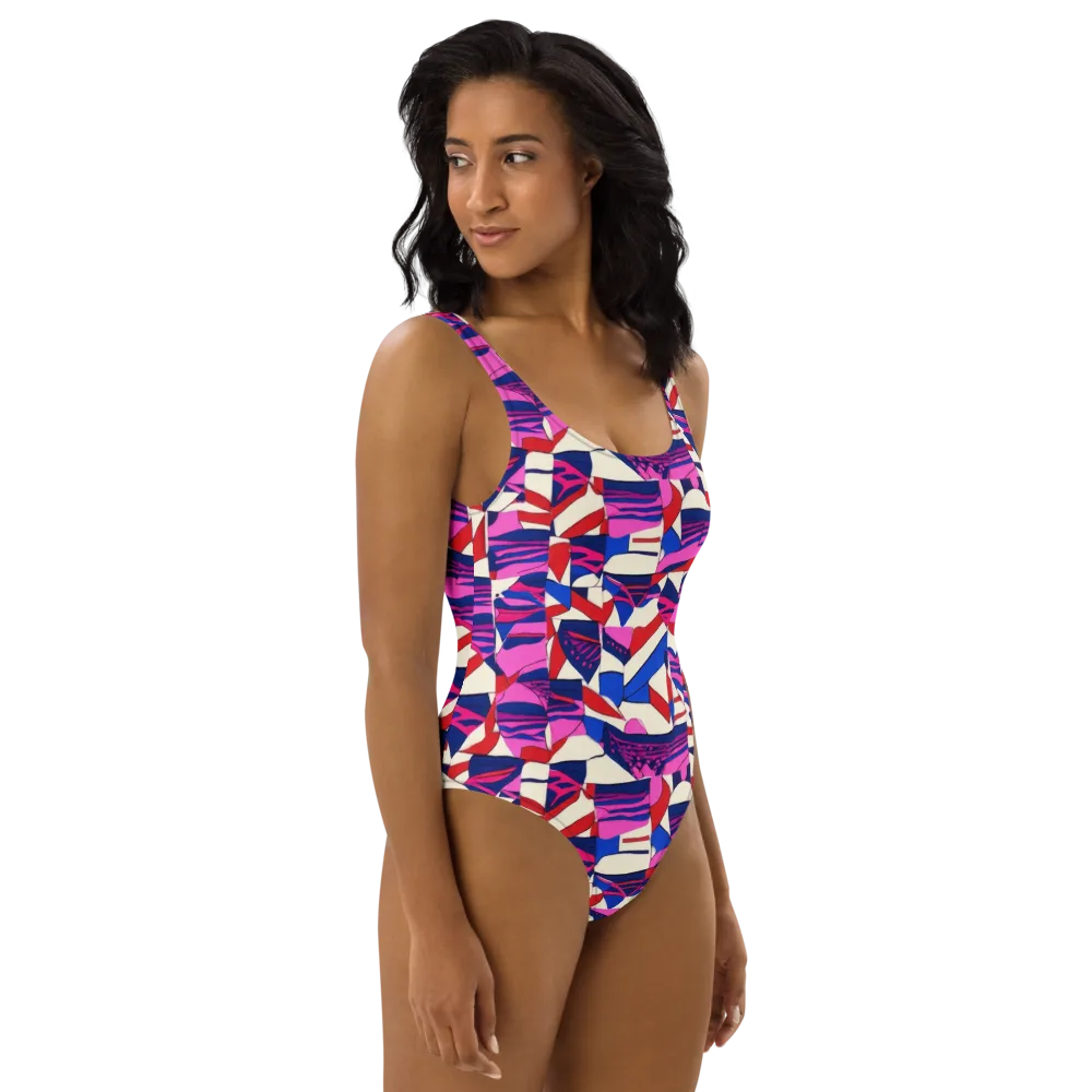 Neon Cabana on One-Piece Swimsuit — Right