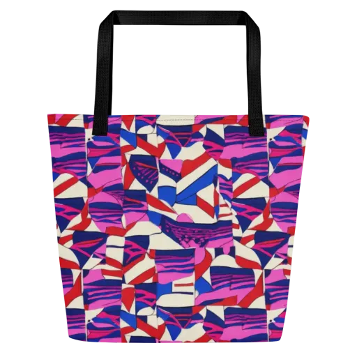 Neon Cabana on a Large Tote Bag W/ Pocket