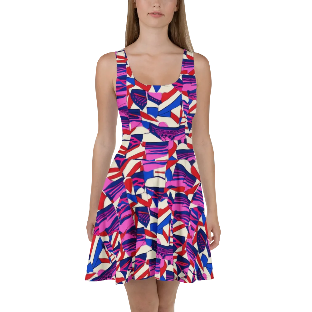 Neon Cabana on Skater Dress — Front