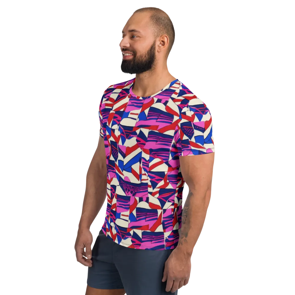 Neon Cabana on Men's Athletic T-Shirt — Left