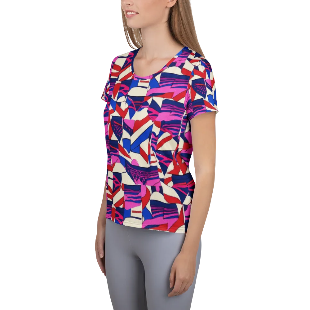 Neon Cabana on Women's Athletic T-Shirt — Left
