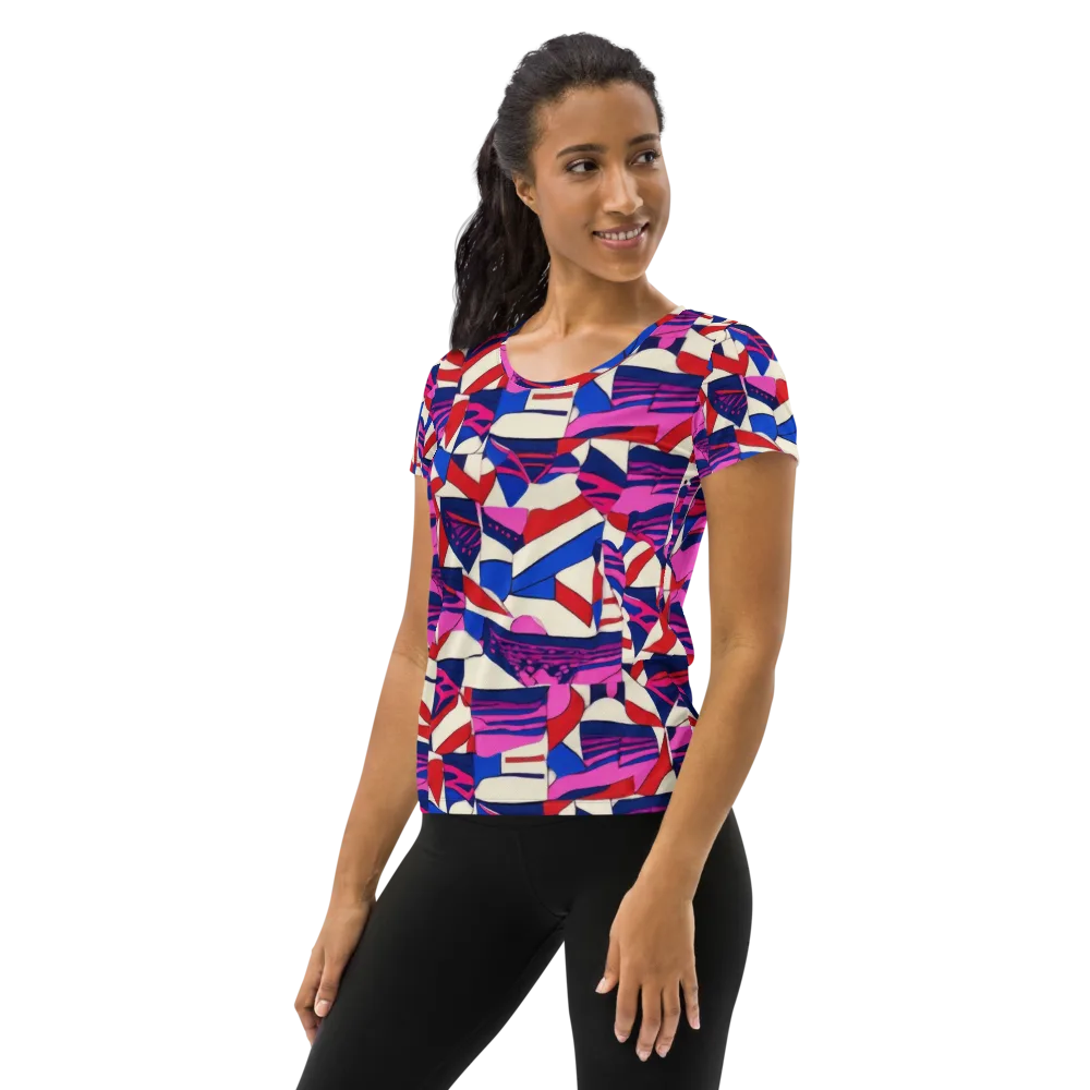 Neon Cabana on Women's Athletic T-Shirt — Left
