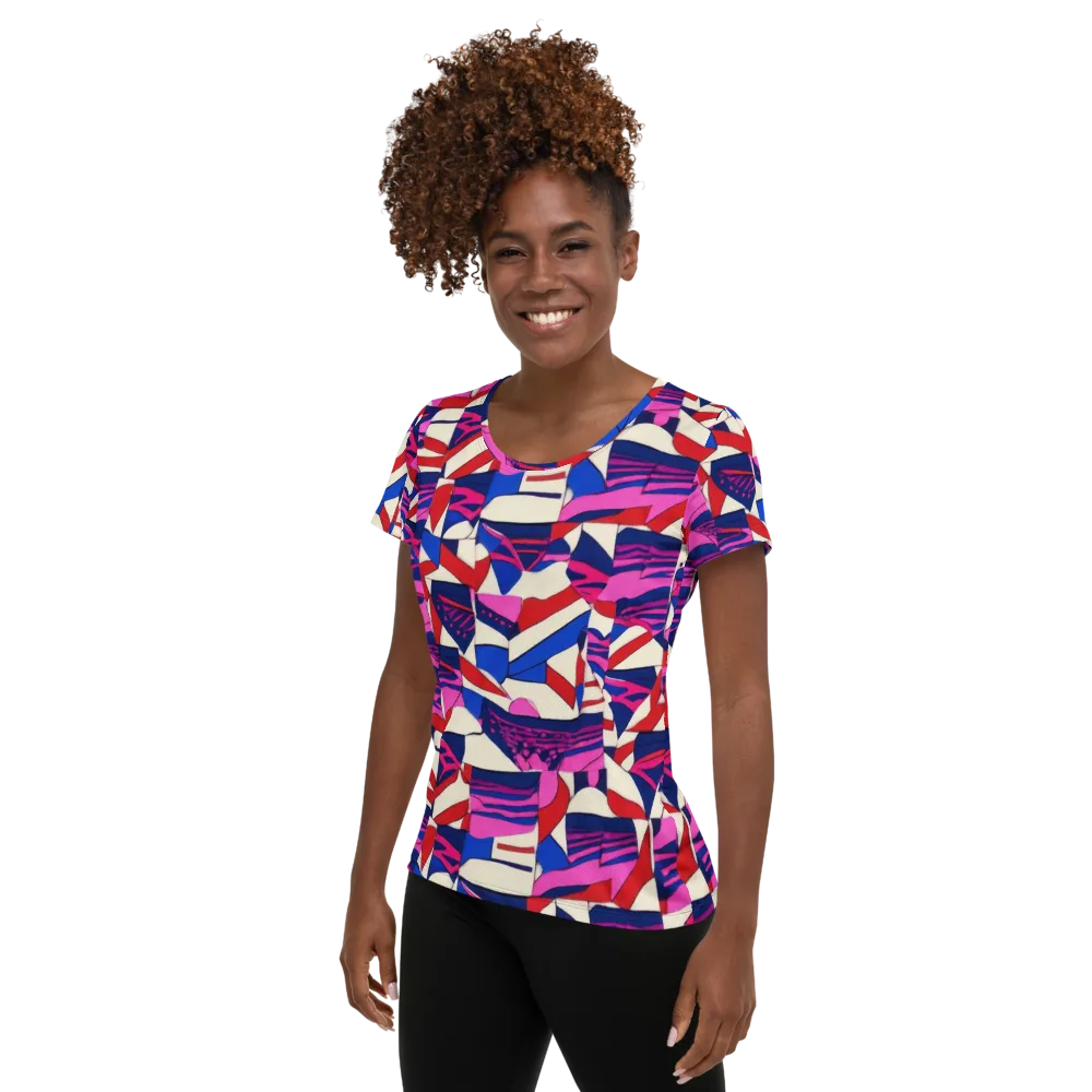Neon Cabana on Women's Athletic T-Shirt — Left