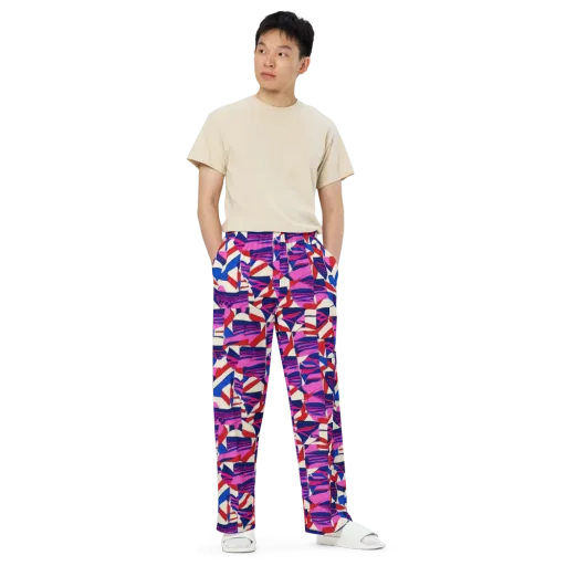 Neon Cabana on a Wide-Leg Pants