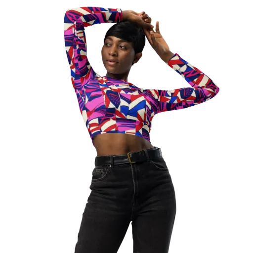Neon Cabana on a Long Sleeve Crop Top