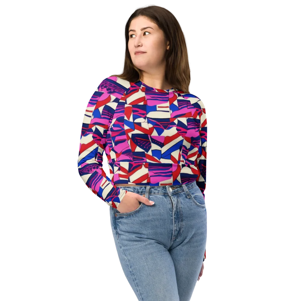 Neon Cabana on Long Sleeve Crop Top — Front