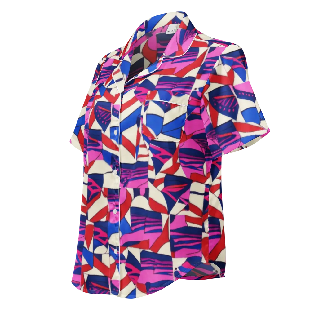 Neon Cabana on Women's Short Sleeve Pajama Top — Left Front