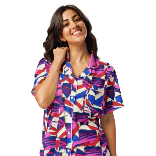 Neon Cabana on a Women's Short Sleeve Pajama Top