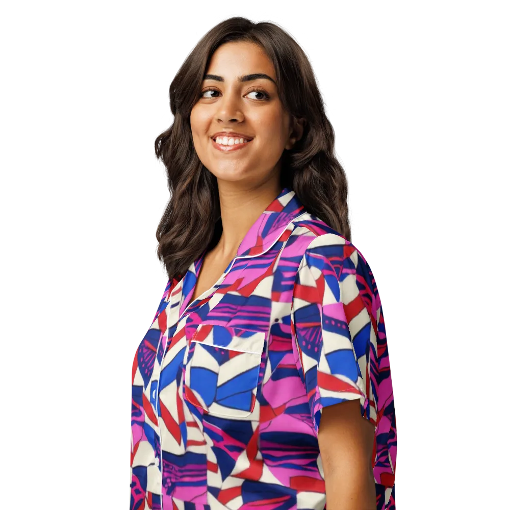 Neon Cabana on Women's Short Sleeve Pajama Top — Left Front