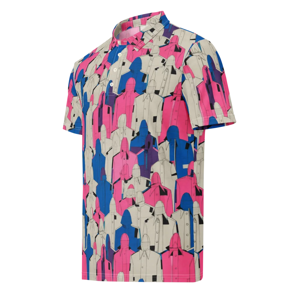 Neon Trench Choir on Men's Slim Fit Polo Shirt — Left Front