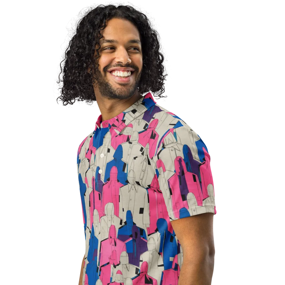 Neon Trench Choir on Men's Slim Fit Polo Shirt — Left Front