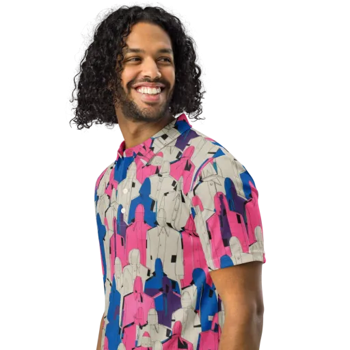 Neon Trench Choir on a Men's Slim Fit Polo Shirt
