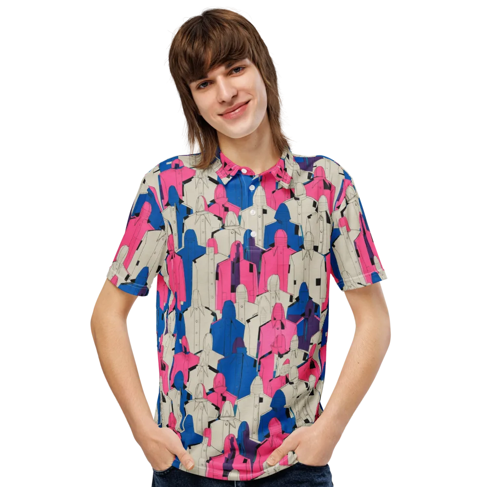 Neon Trench Choir on Men's Slim Fit Polo Shirt — Front