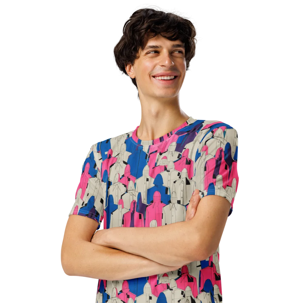 Neon Trench Choir on Men's Crew Neck T-Shirt — Left Front