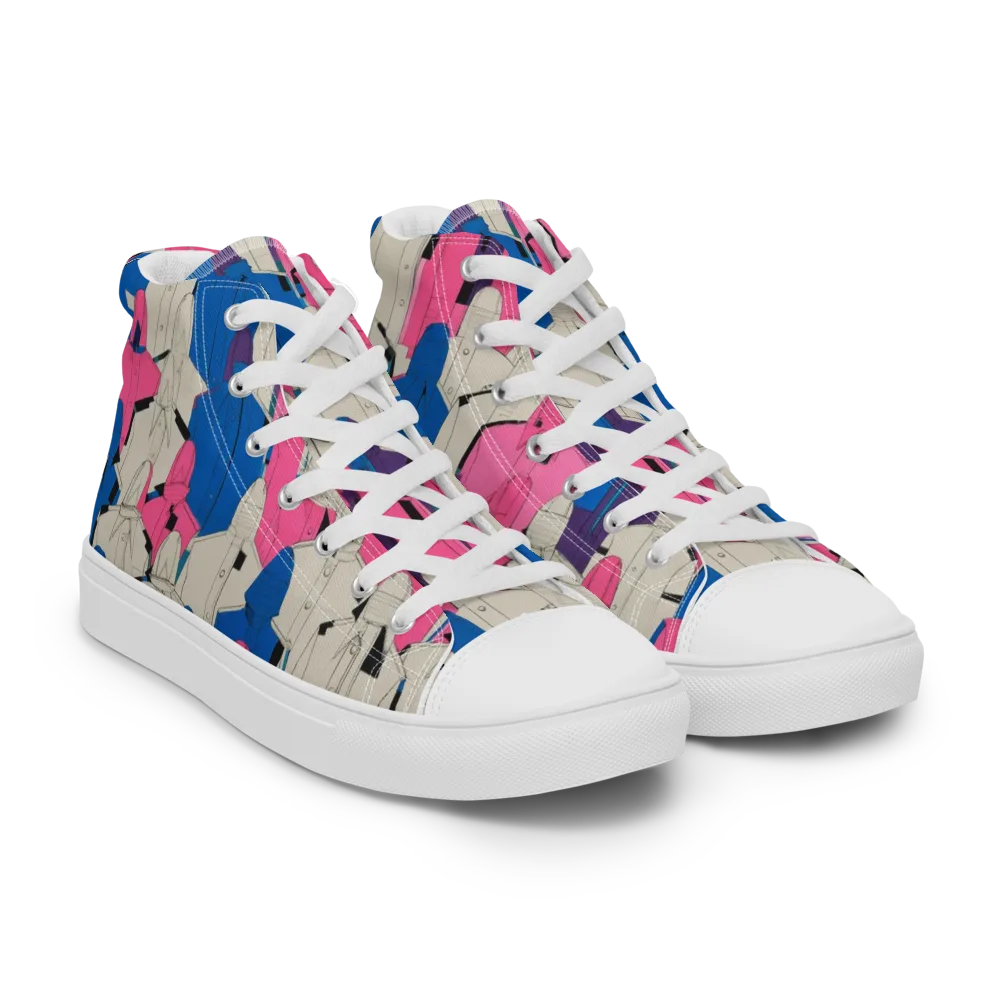 Neon Trench Choir on Men's High Top Canvas Shoes — Right Front