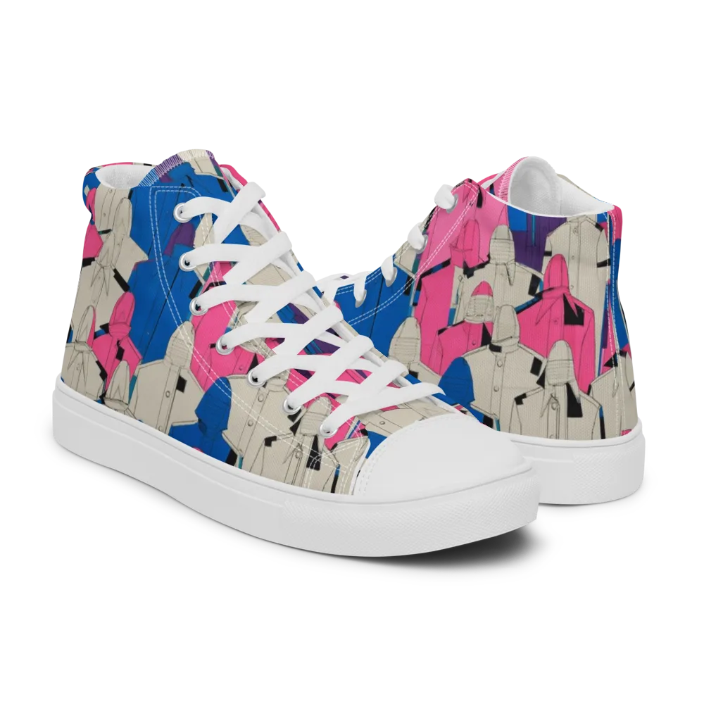 Neon Trench Choir on Men's High Top Canvas Shoes — Right