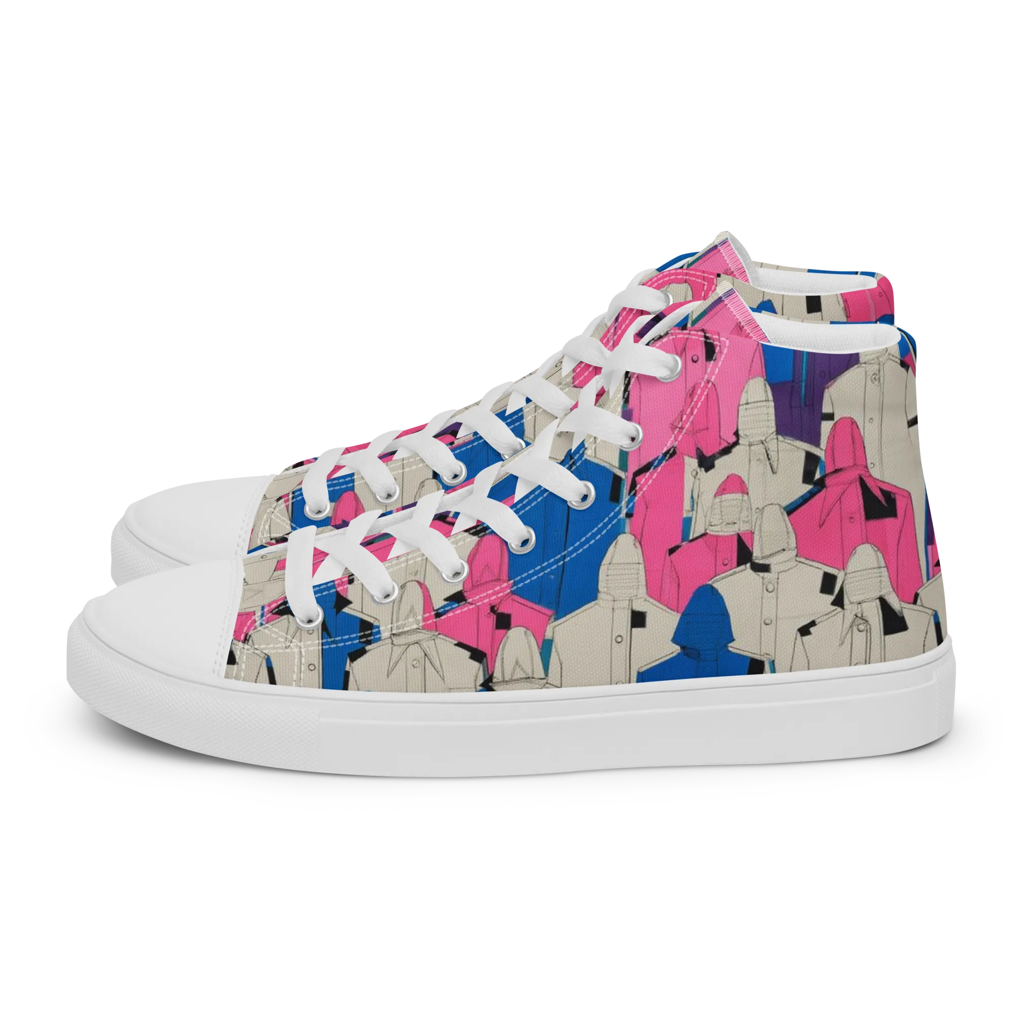 Neon Trench Choir on Women's High Top Canvas Shoes — Left