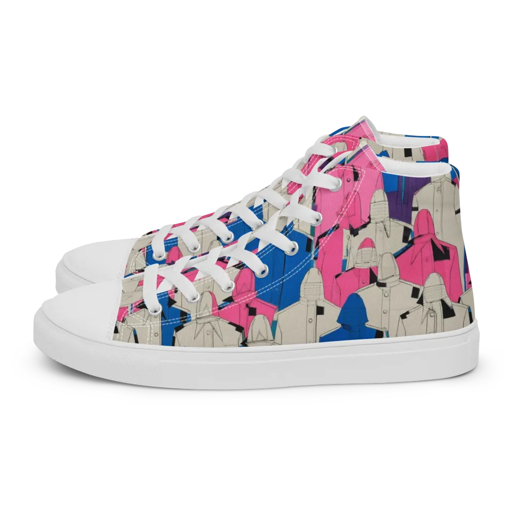 Neon Trench Choir on Women's High Top Canvas Shoes — Left