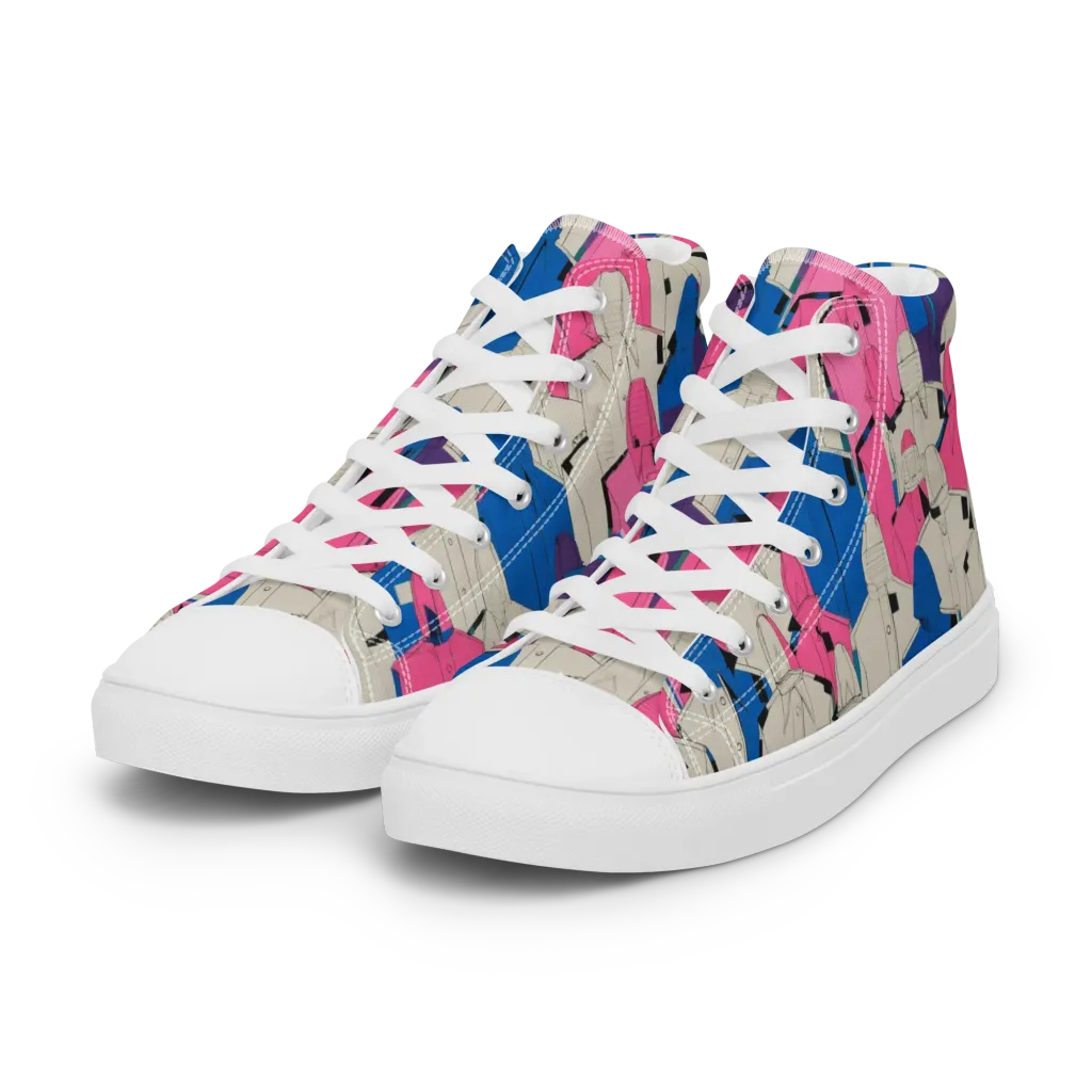 Neon Trench Choir on Women's High Top Canvas Shoes — Left Front